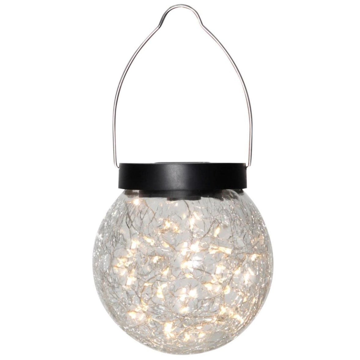 LED Solar Laterne Glaskugel hängend Bruchglas Optik Lichtsensor D:12cm