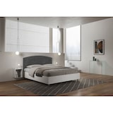 thumbnail of Cama con almacenaje 160x190 estructura fresno blanco cabecero microfibra gris Antilia