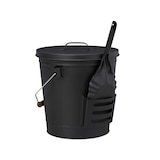 thumbnail of Relaxdays Ascheeimer mit Deckel und Schaufel, Stahl, Kohleeimer mit Henkel, 19 L, Ascheschaufel Kamin & Grill, schwarz