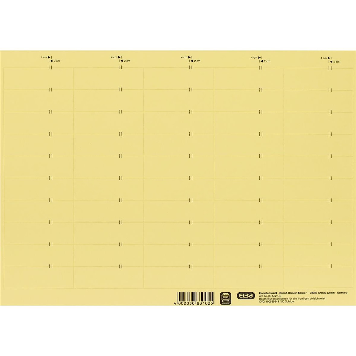 ELBA Beschriftungsschild 100555643 160g Karton gelb 10x50St.