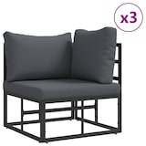 thumbnail of vidaXL Gartensofa-set mit Kissen 11 pcs Schwarz Aluminium
