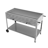 thumbnail of ChattenGlut Professional 6er Holzkohle Bräter Standgerät mobil Grill mit Einzelne Edelstahlstäbe als Rost 1140x530x800mm