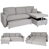 thumbnail of Ecksofa mit Bettkasten HWC-L17, Couch Sofa L-Form, Liegefläche Nosagfederung 228cm ~ grau