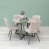 thumbnail of Essgruppe Ø110 cm mit 4 Bouclé-Stühlen, modernes Design mit Kreuzbeinen, ideal für Küche oder Esszimmer – Damiano+Ketty