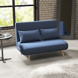 thumbnail of HOMCOM sofá cama de 2 plazas sofá cama plegable tapizado en lino con respaldo ajustable en 5 posiciones y 2 almohadas 120x75x85 cm azul oscuro