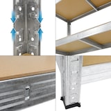 thumbnail of ECD Germany 2er Set Werkstattregal Schwerlastregal - 200x100x50 cm - Metall verzinkt - belastbar bis 750kg - 5 MDF-Platten - Lagerregal Steckregal