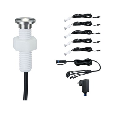 Paulmann Plug & Shine LED-grondinbouwlamp Floor Basisset Insect-vriendelijk IP67 2200K 3x2W 21VA Zilver 94722