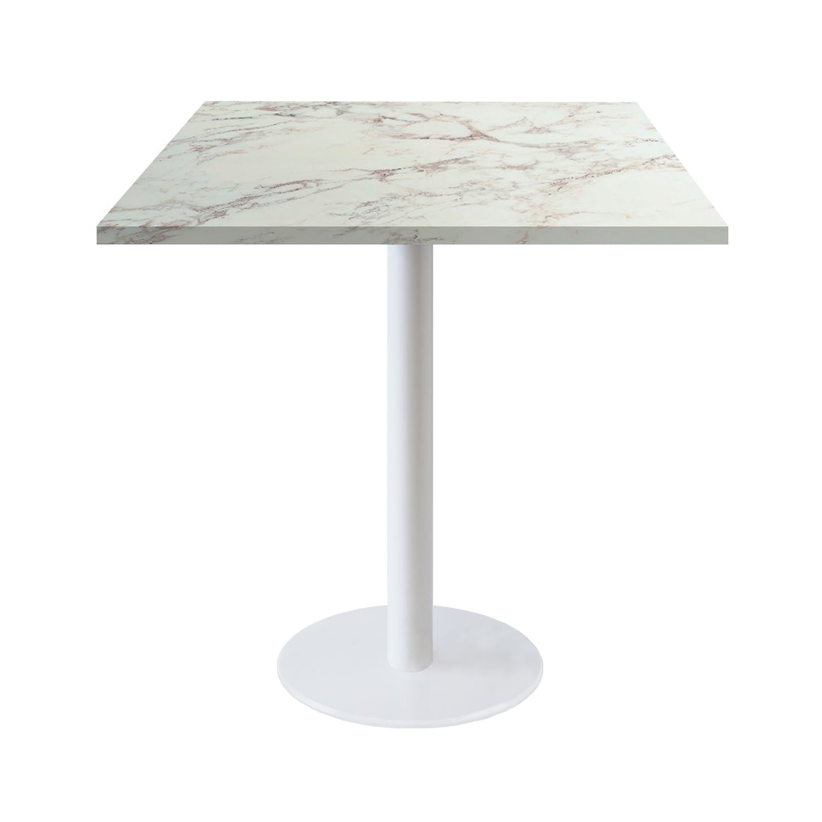 Restootab - Mesa Roma, base branca 70x70cm, decoração Olympo em mármore