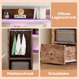 thumbnail of Hochbett 140x200 Metallrahmen mit LED-Beleuchtung, Schreibtisch, 1 Schublade, Regale, Geländer, Stauraum, Multifunktional, Weiß