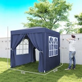 thumbnail of Carpa plegable 2x2 m cenador de jardín con 4 paredes laterales tela Oxford 2 puertas 2 ventanas y bolsa de transporte azul