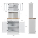 thumbnail of COSTWAY Armario alto de cocina, 170 cm Aparador de madera, armario alto con 2 cajones, estantes ajustables, blanco