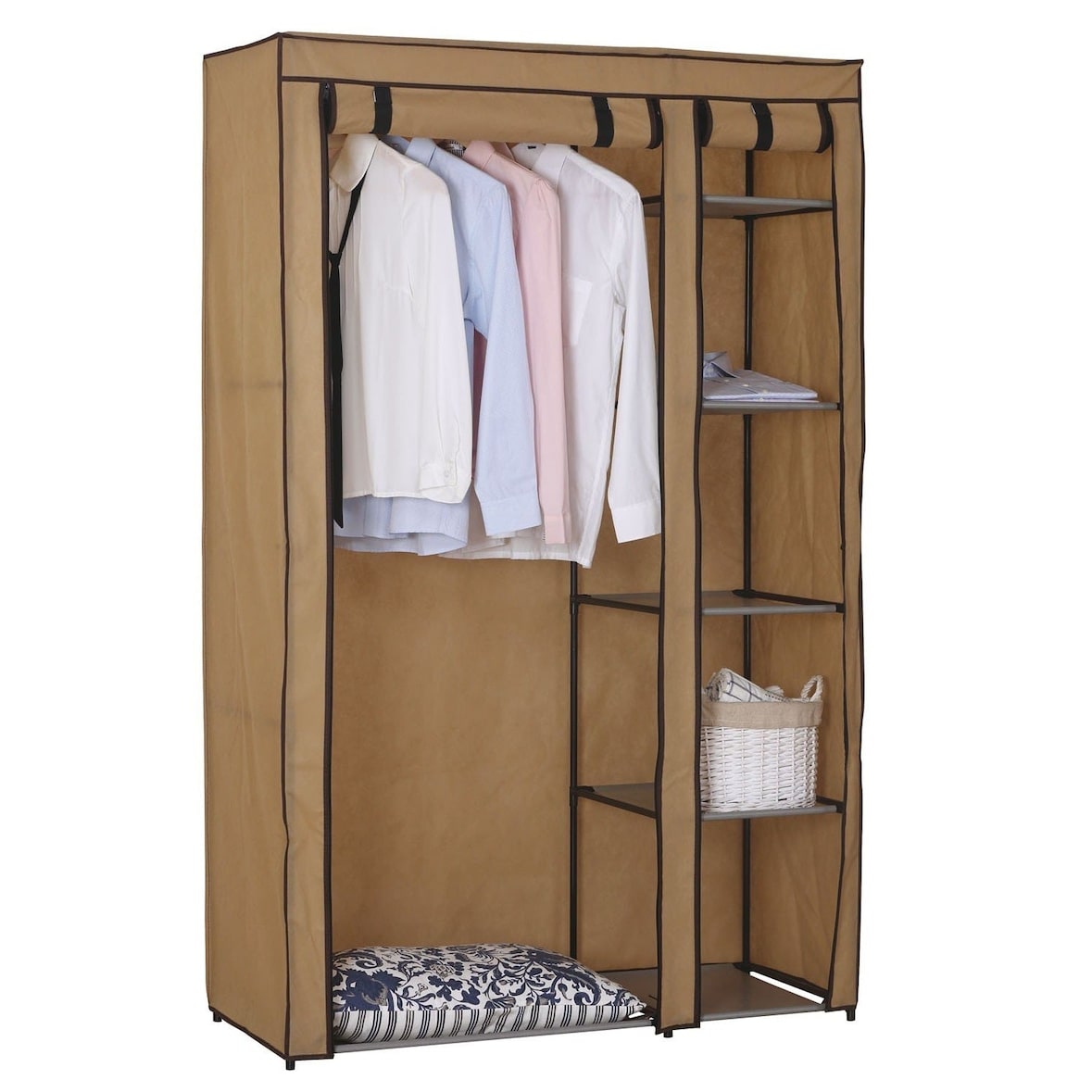 Armadio guardaroba in tessuto con ripiani Basic