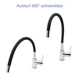 thumbnail of Küchenarmatur Einhebelmixer flexibel schwenkbar schwarz 360° Wasserhahn Mischbatterie Einhebelmischer