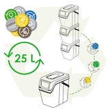thumbnail of Keden - Set di 3 contenitori per rifiuti Sortibox per raccolta differenziata Grigio 3x25L