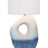 thumbnail of SalesFever Lampe de table | Cadre céramique / abat-jour lin | L 30 x P 16 x H 69 cm | Bleu – Blanc