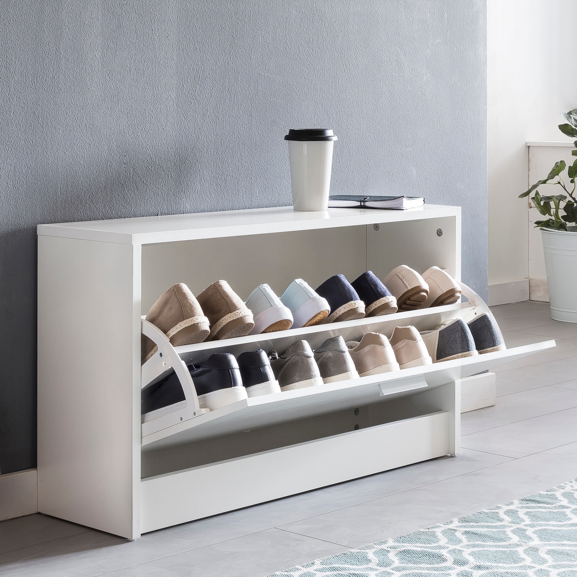 Schuhbank CLOEY Schuhkipper Holz Flurbank Schuhschrank Sitzbank Flur 80 cm Bank