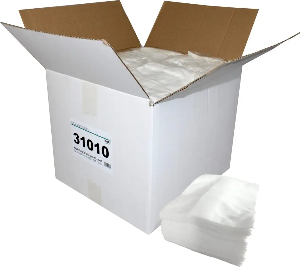 NOWOLIN® Poliertuch 65, hochwertige Viskosetücher mit Textilcharakter, weiß, 60 % Viskose, 40 % Polyester, ca. 35x38 cm, 20x30=600 Tücher