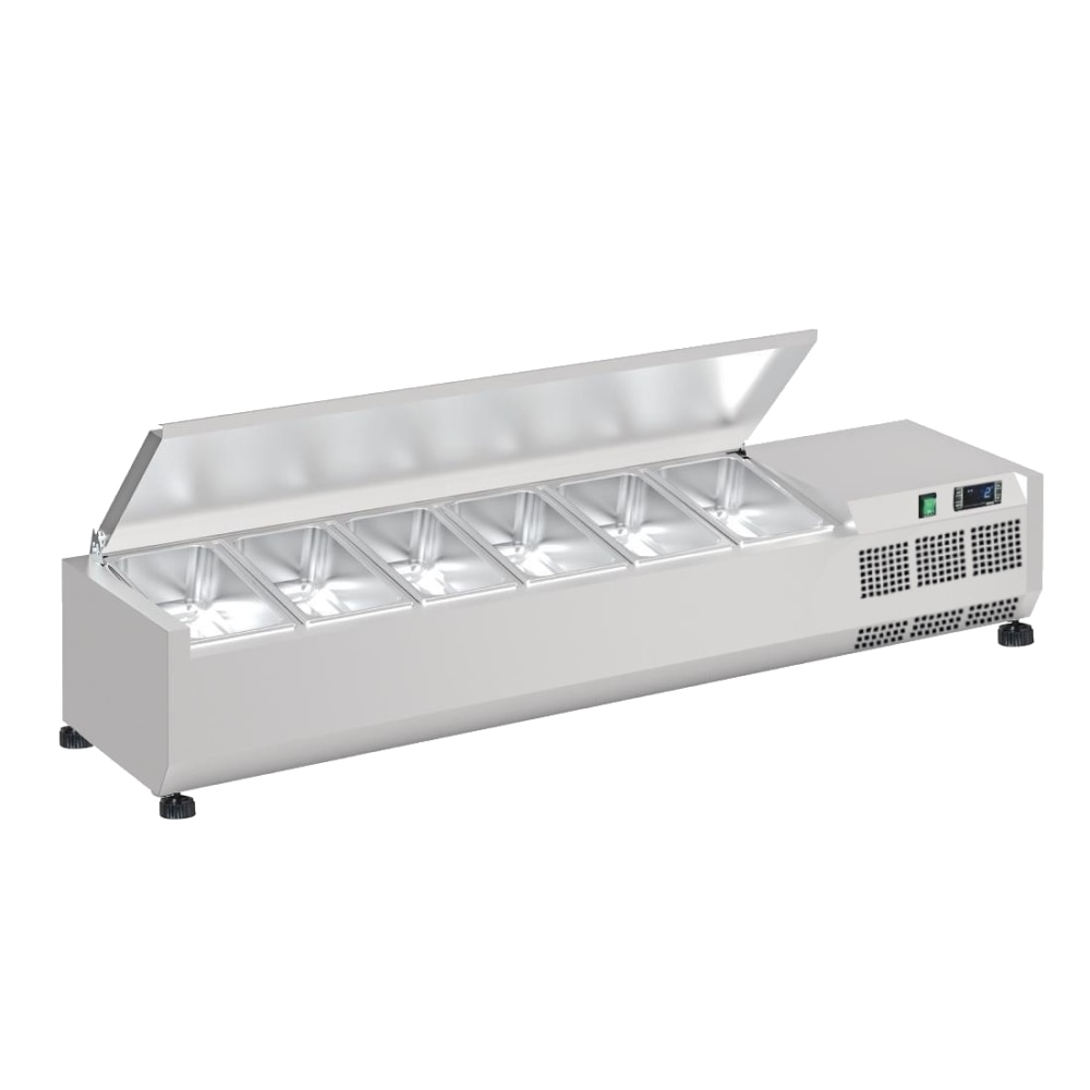 Refrigerador de ingredientes con tapa con 6 cubetas gn 1/4-150 - 1400x335x280 mm - 160 W 230/1V - 761414CT Eurast