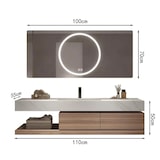 thumbnail of Wandhängendes Badmöbel Set mit Sinterstein Waschbecken Spiegel Unterschrank Ablaufgarnitur 110×55 cm【YT2032-110】