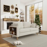 thumbnail of 2-Sitzer-Sofa Chenille Beige 173 x 68 x 77 cm mit Stauraum, Getränkehaltern und 2 Rückenkissen