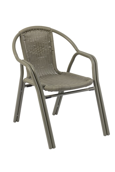 METRO PROFESSIONAL Cadeira com braços empilhável para restauração Narni, alumínio / vime sintético, caqui