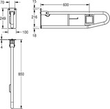 thumbnail of KWC Stützklappgriff, CONTINA, Edelstahl, Elektr. Spülauslösung Li, 100x250x850 mm