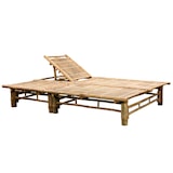 thumbnail of Helloshop26 - Transat chaise longue bain de soleil lit de jardin terrasse meuble d'extérieur pour 2 personnes avec coussins bambou 02_0012909
