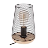 thumbnail of Lampe en Métal Noir et Bois H 23 cm
