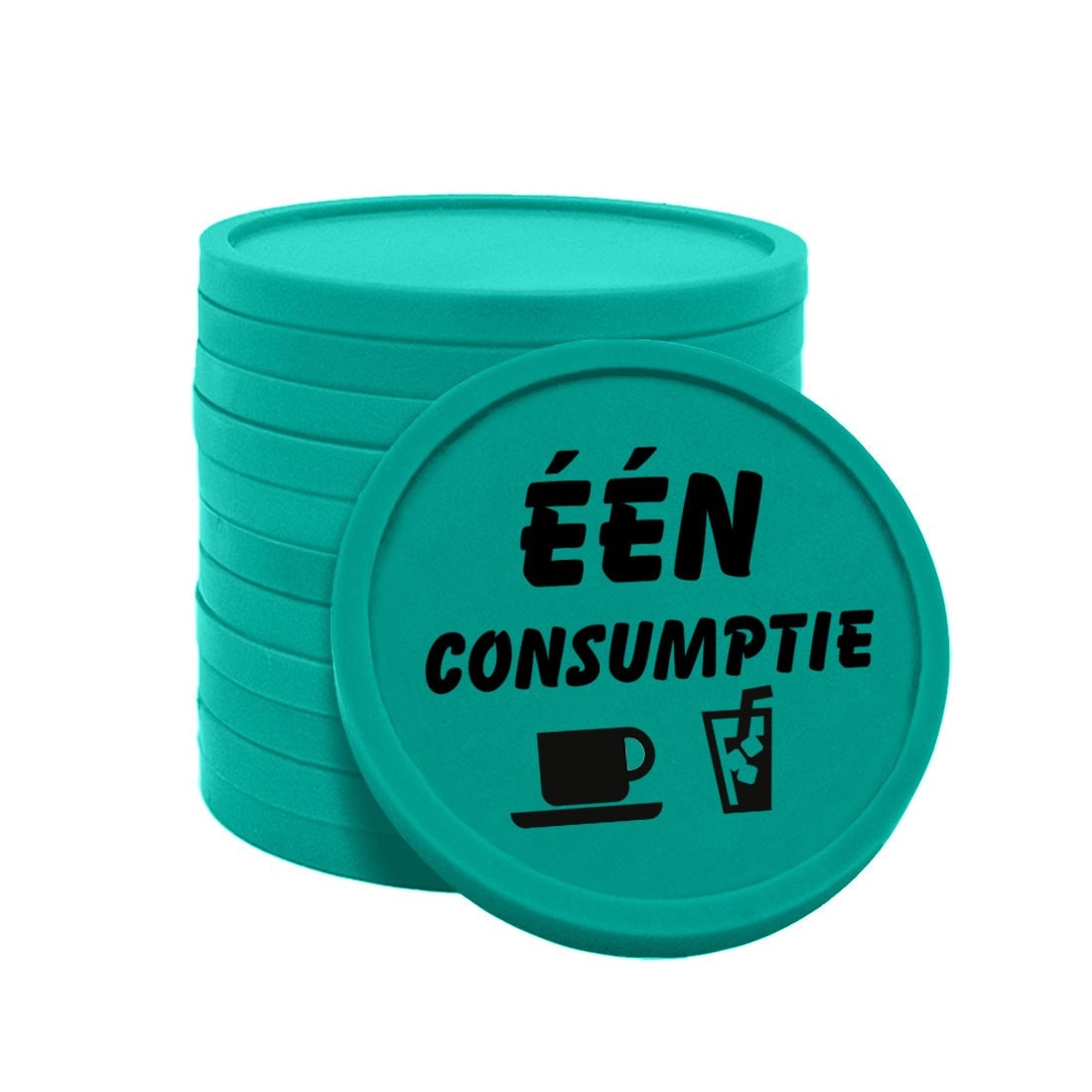 CombiCraft Consumptiemunten één consumptie Ø29mm turquoise - enkelzijdig bedrukt - 100 stuks