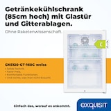 thumbnail of Exquisit Glastürkühlschrank GKS120-GT-160C weiss | Nutzinhalt: 118 L | Türschloss | 3 Gitterablagen | Umluftventilator | Standgerät