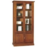 thumbnail of shopinnovativo -Vetrina colore noce con 2 ante 2 ante con vetro in stile classico in legno e mdf con rifinitura in noce lucido 90x41x186 H