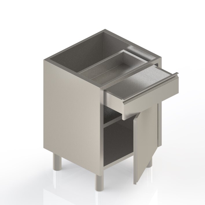 REALINOX Meuble bas 1 tiroir 1 porte battante 800x650 ht 860 sans dessus
