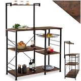 thumbnail of tectake Etagère de cuisine Crawley réglable en hauteur 90x40x131,5cm - Bois foncé industriel, rustique -404754