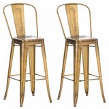 thumbnail of Décoshop26 - Lot de 2 tabourets de bar en métal doré style industriel dossier haut repose-pieds TDB10293