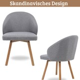 thumbnail of DELUKE® Esszimmerstühle 2er Set ERIK - Stoffbezug, Eichenholz BeineGepolsterte Sitzfläche Skandinavisch Minimalistisch, Stühle Esszimmer Hellgrau