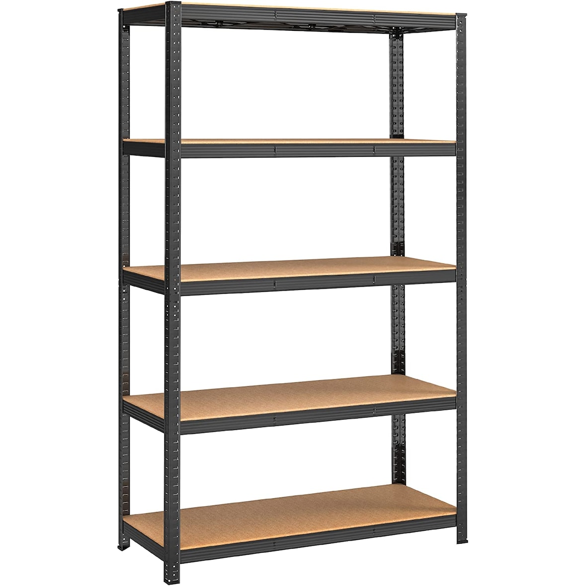 UAC Schwerlastregale 200 x 120 x 60 cm bis 875 kg belastbar, Stecksystem, Lagerregal, Werkstattregal, 5 verstellbare Ablagen, Metallregal, schwarz