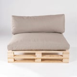 thumbnail of Palete de sofá com almofadas, pinho novo, Poliéster 250 gr, Cor Castanho Olefina, 120x80x70