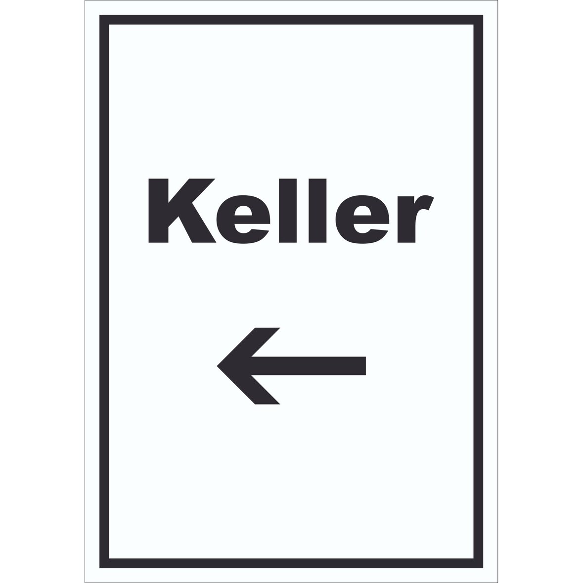 Keller Schild mit Text und Richtungspfeil links hochkant A1 (594x841mm)