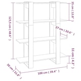 thumbnail of vidaXL Bücherregal/Raumteiler Räuchereiche 100x30x123,5 cm