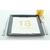 thumbnail of Sovie HORECA Serviette -Happy Birthday 18 - aus Tissue 33 x 33 cm, 3-lagig, 100 Stück