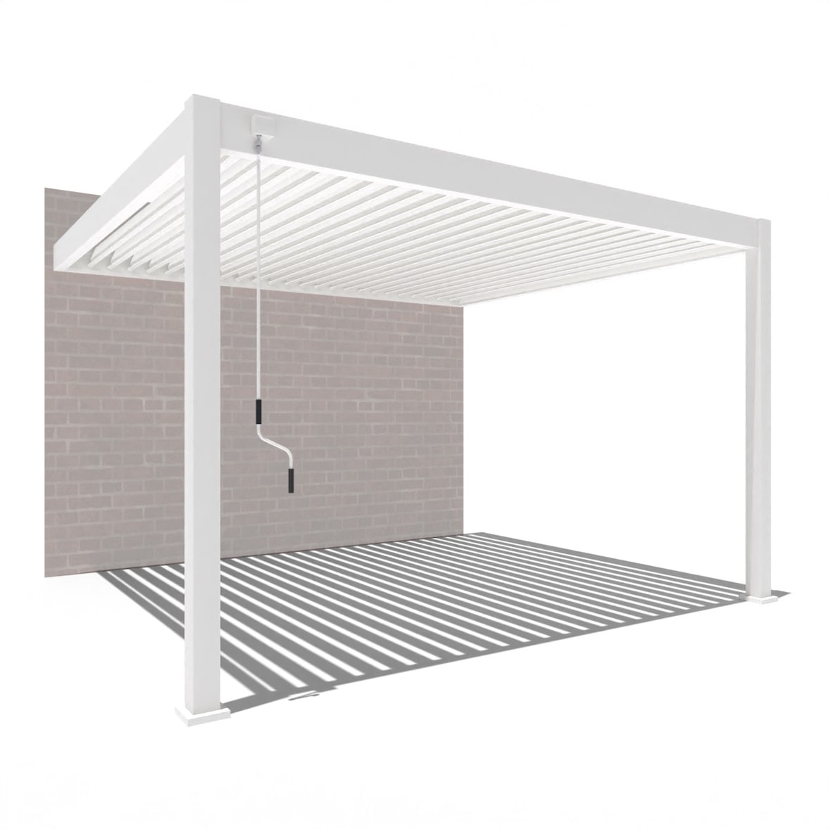 Weide Deluxe | Wand Pergola | Voll Aluminium | 3,6 x 4 M | Lamellendach weiß
