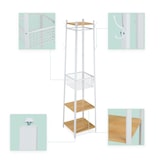 thumbnail of Relaxdays Garderobenständer, 3 Ablagen u. 8 Haken, HBT: 181x43x43 cm, Jackenständer mit Korb, Flur, Metall, weiß/natur