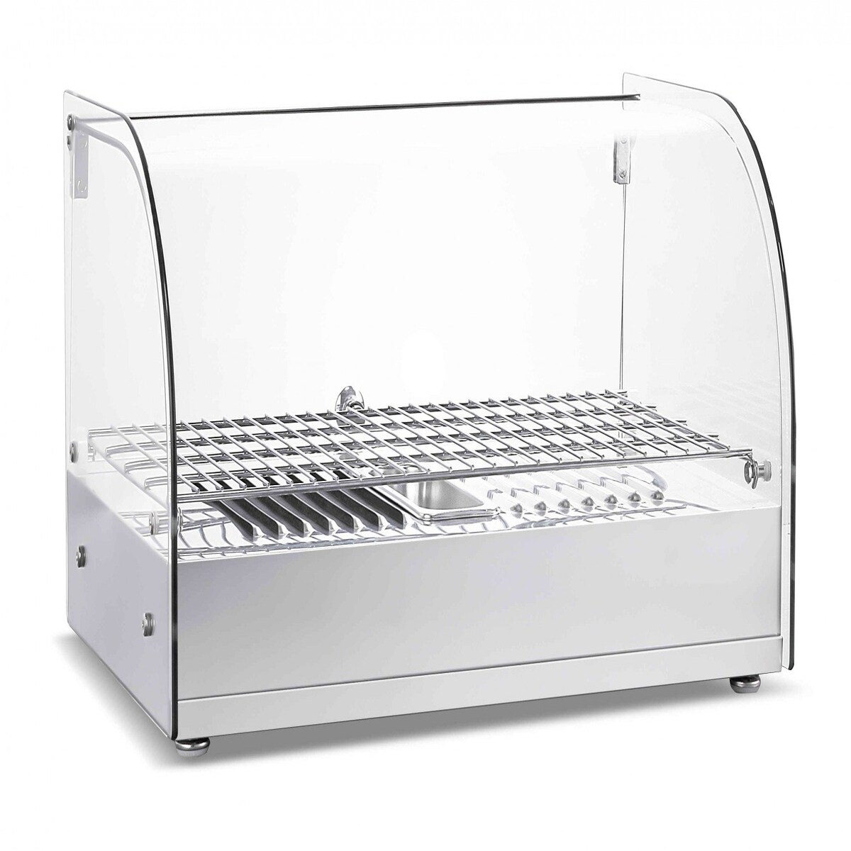 Ristoattrezzature Heißes Thekendisplay – Gebogenes Glas – 1 Tür – 55,4 x 37,6 x 31,1 h cm – Fassungsvermögen 25 Liter – Temperatur von +30 bis +90 °C