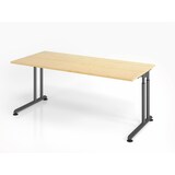 thumbnail of PROREGAL Schreibtisch Nilo | Ahorn | Graues Gestell | BxT 180x80cm | Arbeitshöhe 68-82cm | höhenjustierbar, 1cm Raster | C-Fuß-Gestell | Bürotisch