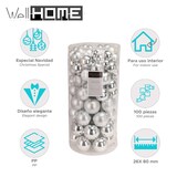 thumbnail of WellHome - Set mit 100 silbernen Weihnachtskugeln in PET-Röhren mit verschiedenen Designs und Oberflächen