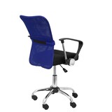 thumbnail of Cardenete Silla  con mecanismo giratorio, brazos fijos y asiento  color azul y asiento tapizado en tejido de malla color negro