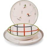 thumbnail of H&H Servizio Tavola 18 Pezzi Ski Holiday in Stoneware Decorato – Stile Invernale e Natalizio – Piatti con Sciatori e Quadri