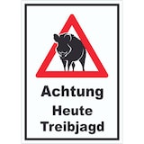 thumbnail of Achtung Heute Treibjagd Schild A0 Rückseite selbstklebend