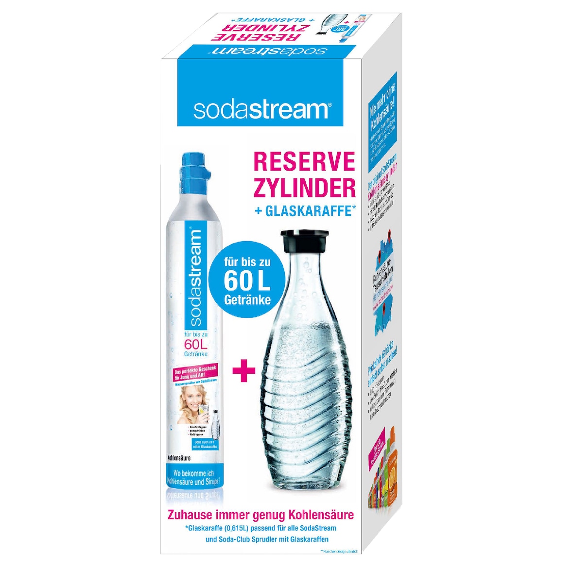 SodaStream Reservezylinder mit Glaskaraffe für Trinkwassersprudler