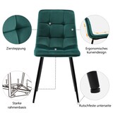 thumbnail of Esszimmerstuhl 4er Set Samt Dunkelgrün 86x46x44 cm mit Rückenlehne Ziersteppung Metallbeinen ergonomisch und vielseitig einsetzbar